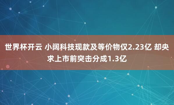 世界杯开云 小阔科技现款及等价物仅2.23亿 却央求上市前突击分成1.3亿