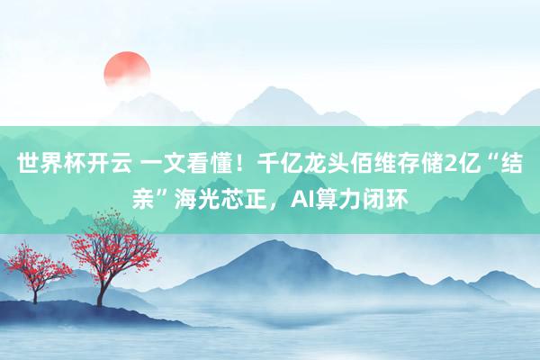 世界杯开云 一文看懂！千亿龙头佰维存储2亿“结亲”海光芯正，AI算力闭环