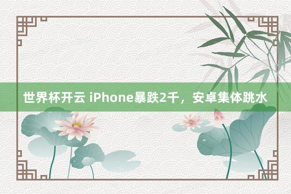 世界杯开云 iPhone暴跌2千，安卓集体跳水