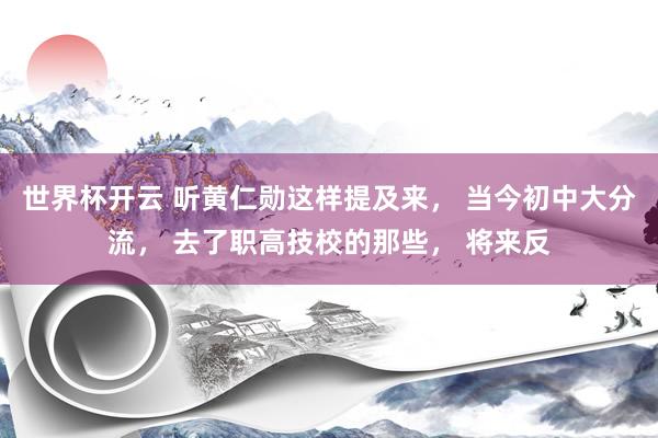 世界杯开云 听黄仁勋这样提及来， 当今初中大分流， 去了职高技校的那些，<a href=