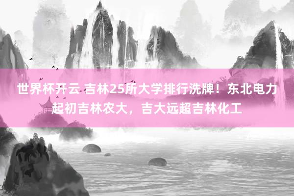世界杯开云 吉林25所大学排行洗牌！东北电力起初吉林农大，吉大远超吉林化工