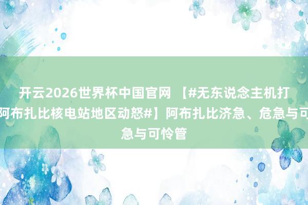 开云2026世界杯中国官网 【#无东说念主机打击致阿布扎比核电站地区动怒#】阿布扎比济急、危急与可怜管