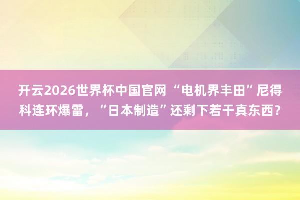 开云2026世界杯中国官网 “电机界丰田”尼得科连环爆雷，“日本制造”还剩下若干真东西？