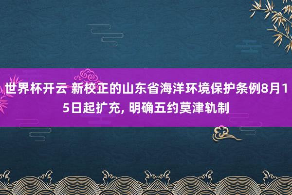 世界杯开云 新校正的山东省海洋环境保护条例8月15日起扩充， 明确五约莫津轨制