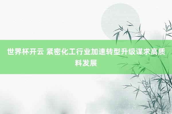 世界杯开云 紧密化工行业加速转型升级谋求高质料发展