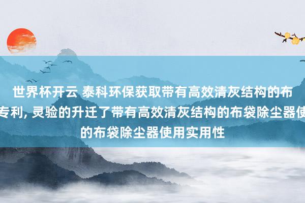 世界杯开云 泰科环保获取带有高效清灰结构的布袋除尘器专利， 灵验的升迁了带有高效清灰结构的布袋除尘器使用实用性
