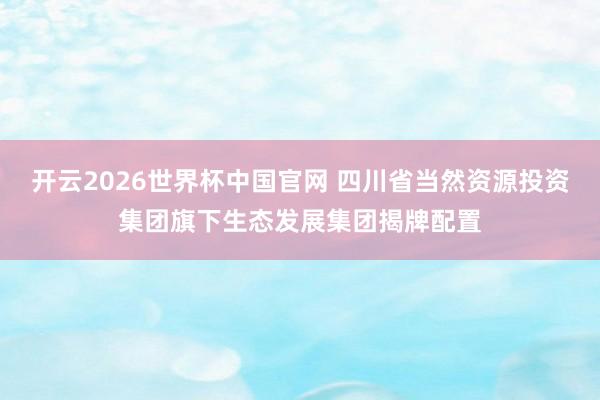 开云2026世界杯中国官网 四川省当然资源投资集团旗下生态发展集团揭牌配置