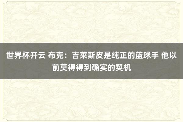 世界杯开云 布克：吉莱斯皮是纯正的篮球手 他以前莫得得到确实的契机