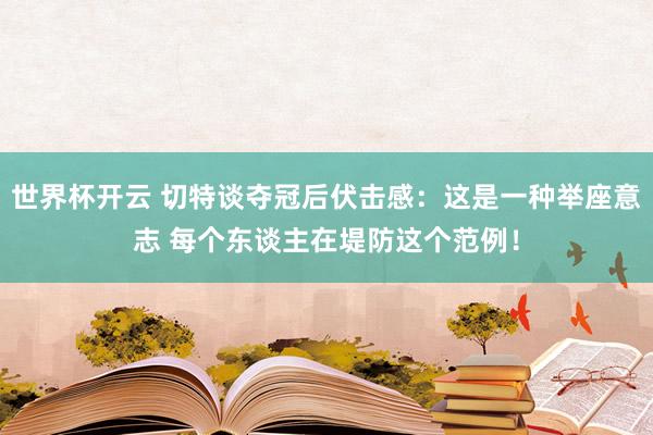 世界杯开云 切特谈夺冠后伏击感：这是一种举座意志 每个东谈主在堤防这个范例！