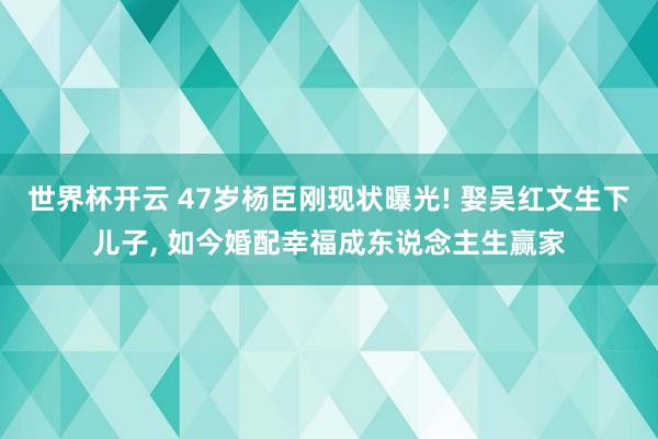 世界杯开云 47岁杨臣刚现状曝光! 娶吴红文生下儿子， 如今婚配幸福成东说念主生赢家