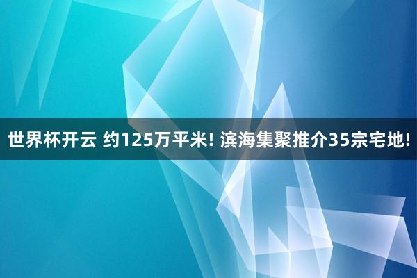 世界杯开云 约125万平米! 滨海集聚推介35宗宅地!