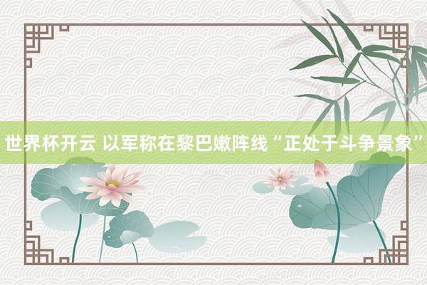 世界杯开云 以军称在黎巴嫩阵线“正处于斗争景象”