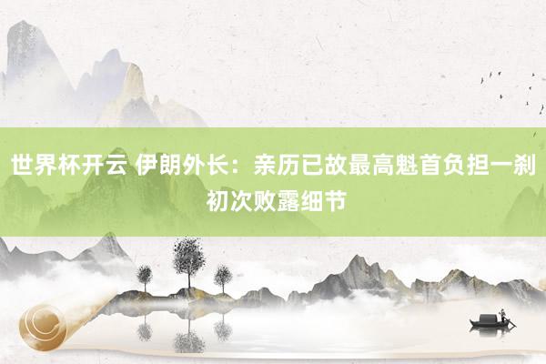 世界杯开云 伊朗外长：亲历已故最高魁首负担一刹 初次败露细节
