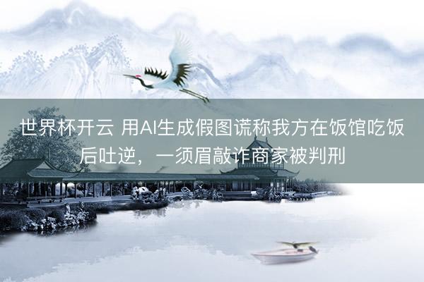 世界杯开云 用AI生成假图谎称我方在饭馆吃饭后吐逆，一须眉敲诈商家被判刑