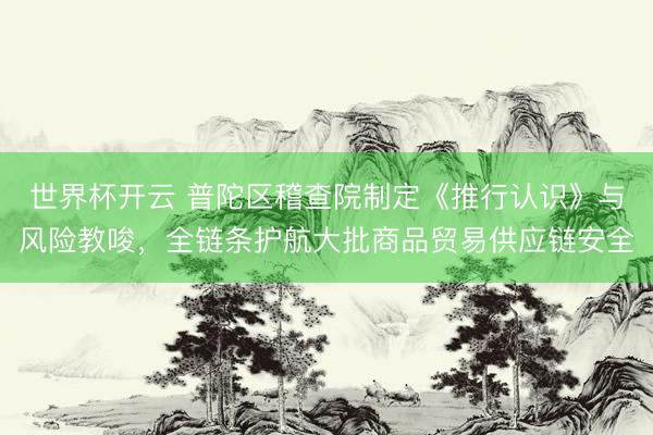 世界杯开云 普陀区稽查院制定《推行认识》与风险教唆，全链条护航大批商品贸易供应链安全