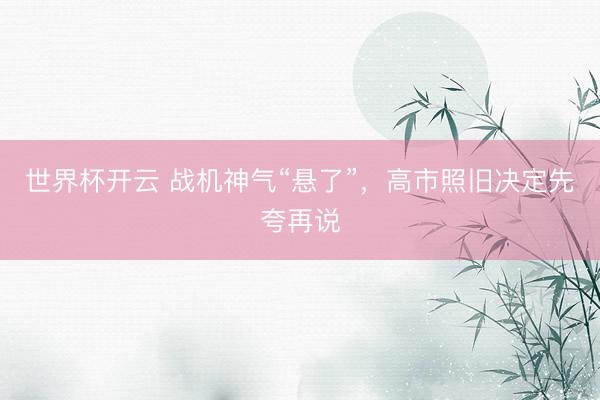 世界杯开云 战机神气“悬了”，高市照旧决定先夸再说