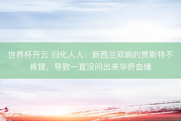 世界杯开云 归化人人：新西兰双响的贾斯特不肯提，导致一直没问出来华侨血缘